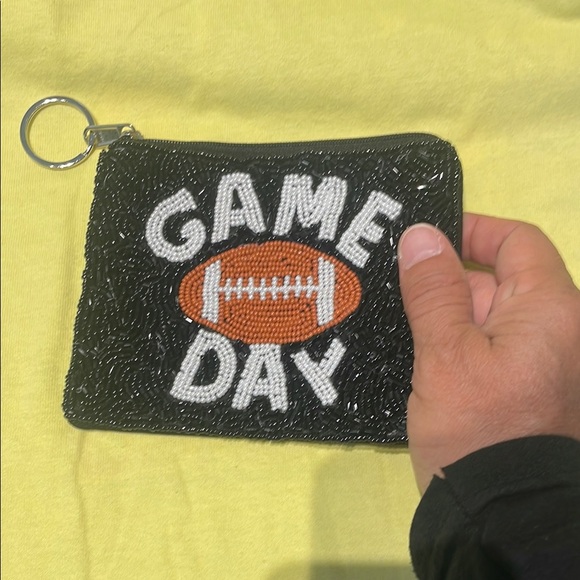 MADE IN INDIA 🇮🇳 Beaded Game Day zipper Pouch / Key Holder 🆕 - Picture 3 of 6